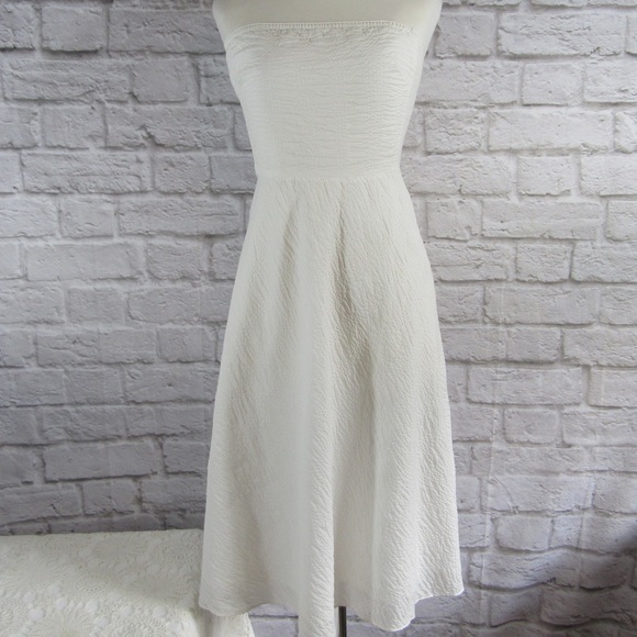 strapless seersucker dress